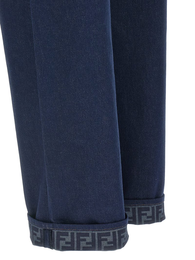 Fendi FF Reverse Blue Cotton Denim Jeans