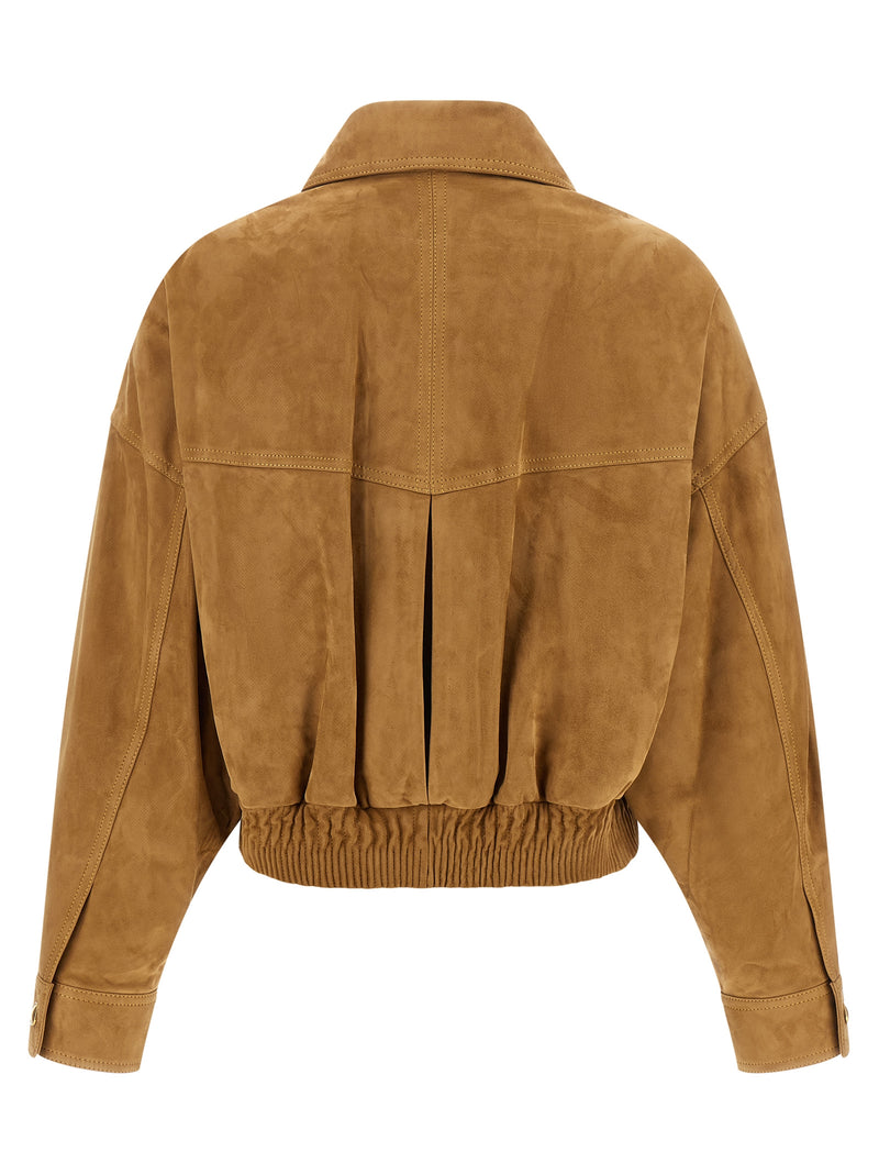 Veste en cuir d'agneau marron Versace