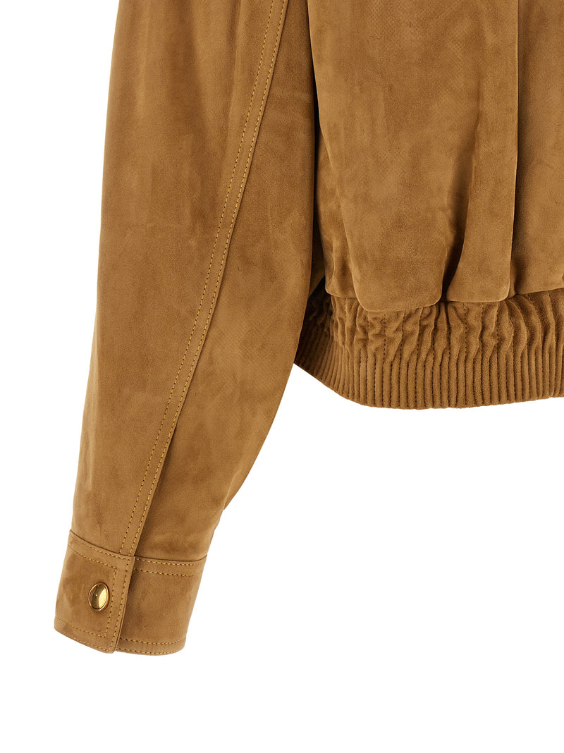 Veste en cuir d'agneau marron Versace