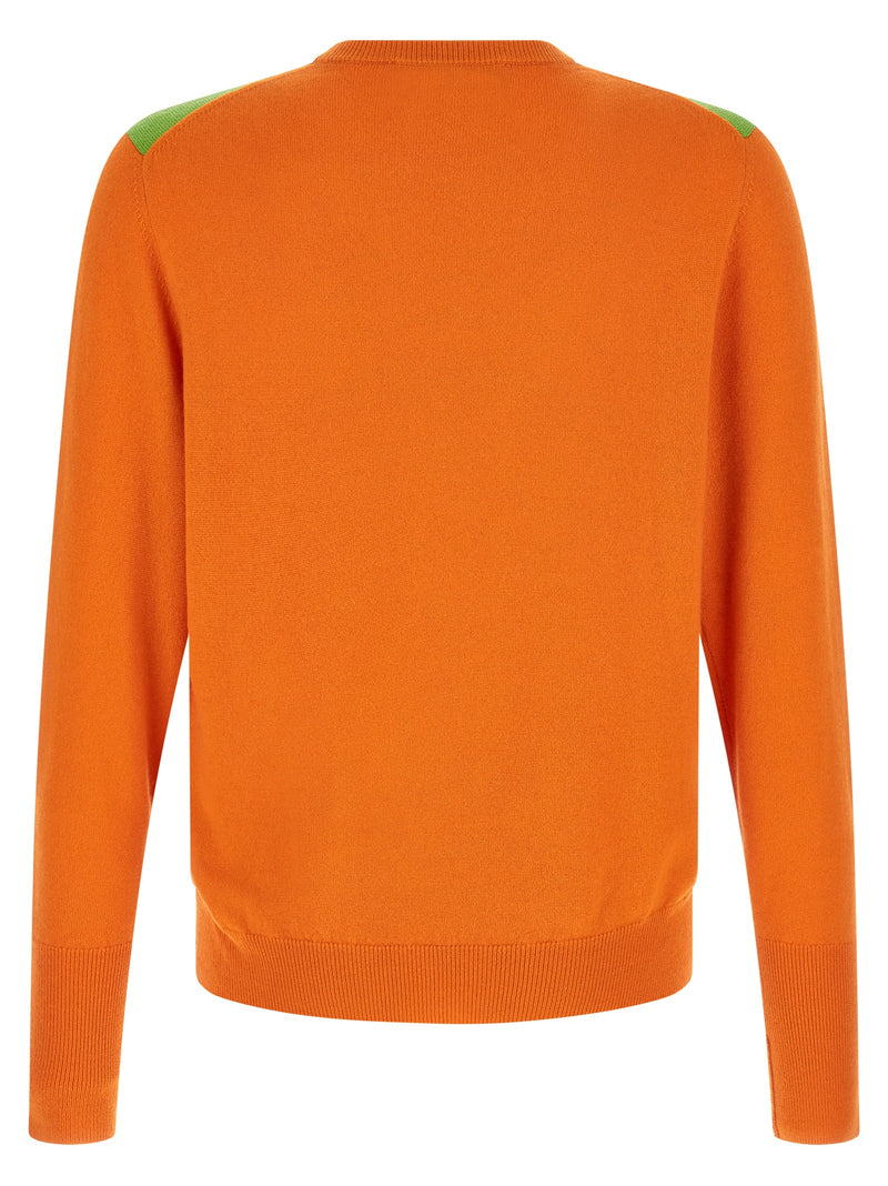 Ballantyne Orange Cashmere Cardigan - Classic Diamond Design