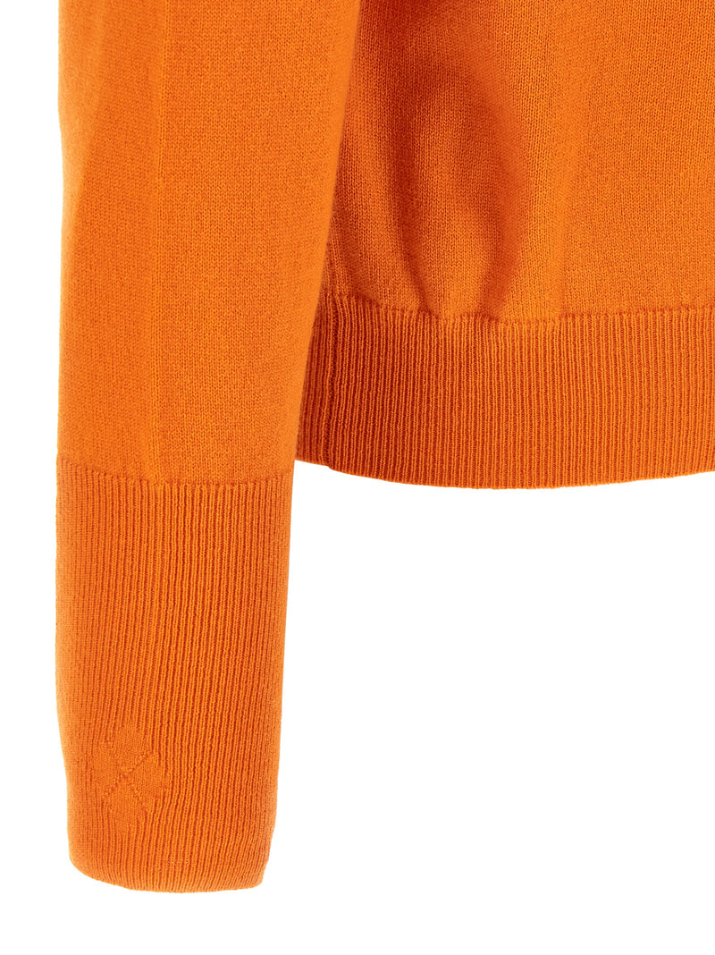 Ballantyne Orange Cashmere Cardigan - Classic Diamond Design