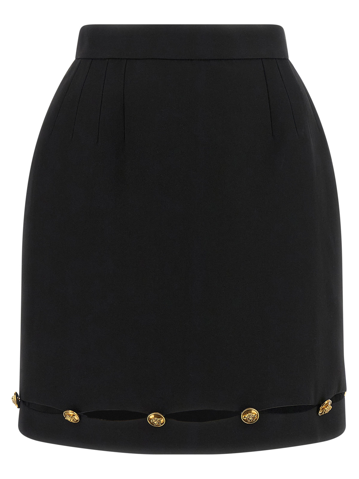 Versace Black Virgin Wool Long Skirt