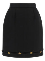Versace Black Virgin Wool Long Skirt