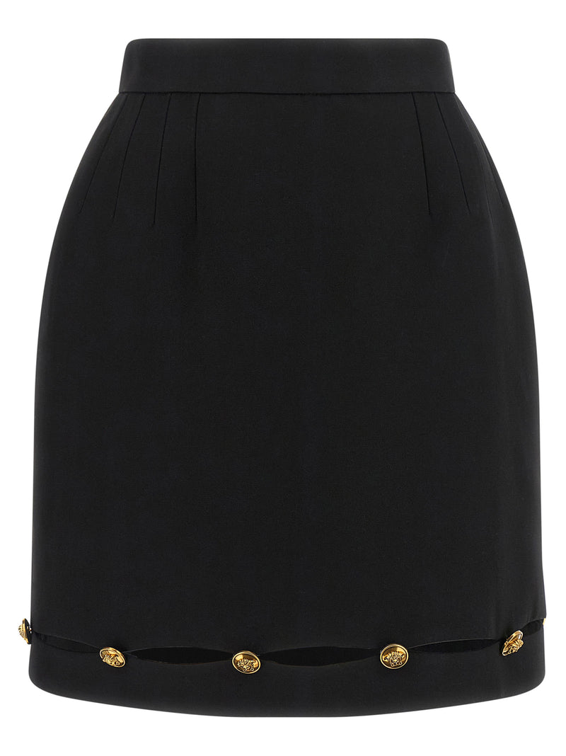 Versace Black Virgin Wool Long Skirt - High Waisted Design