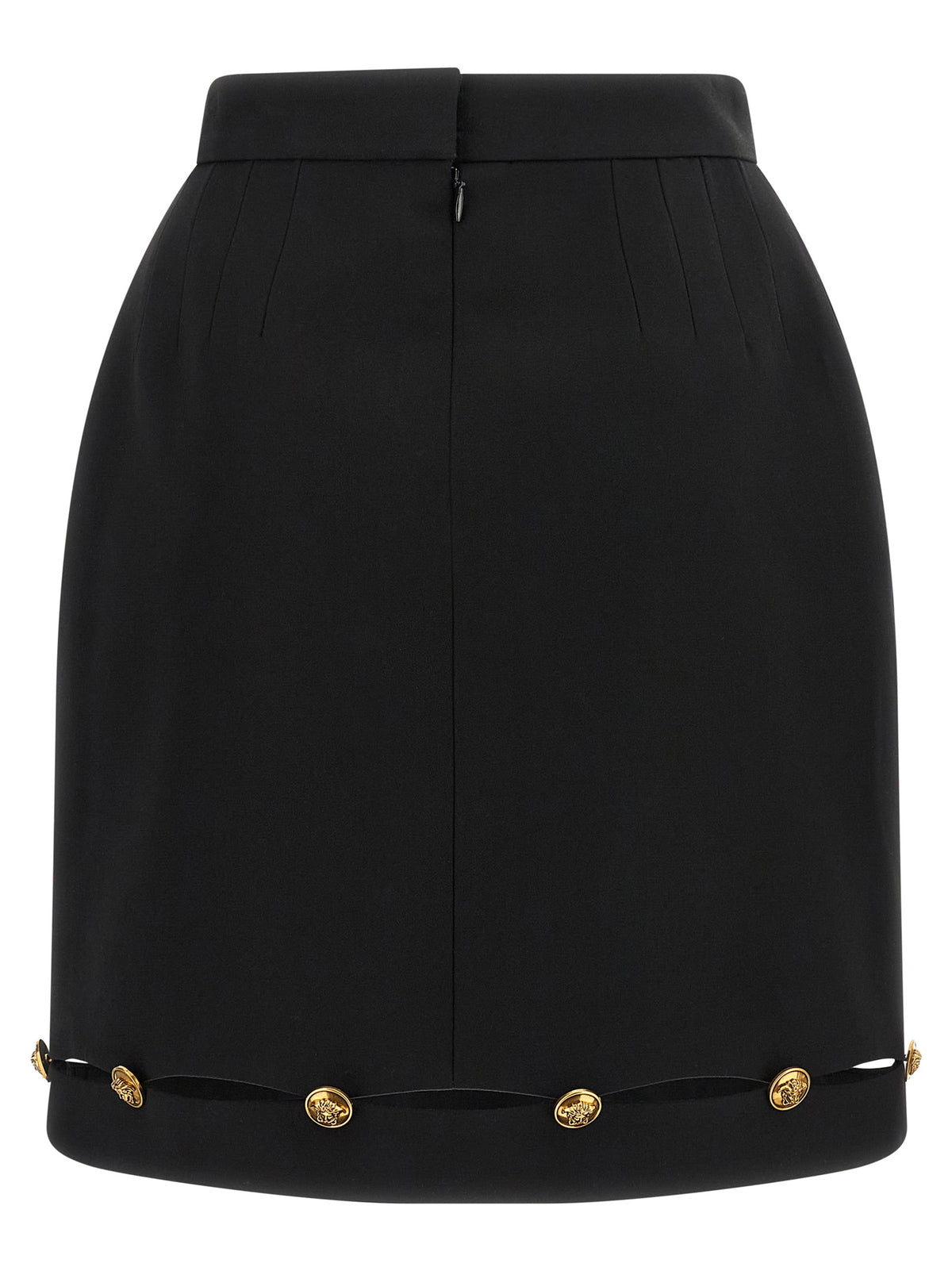 Versace Black Virgin Wool Long Skirt