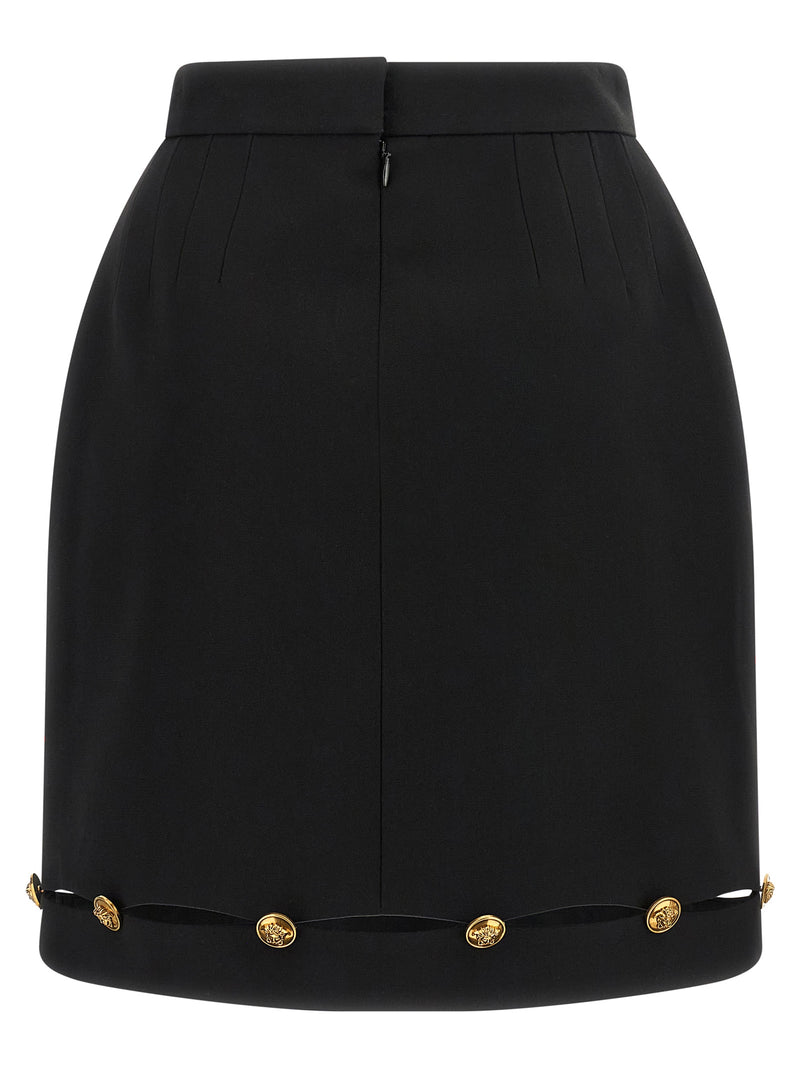 Versace Black Virgin Wool Long Skirt - High Waisted Design