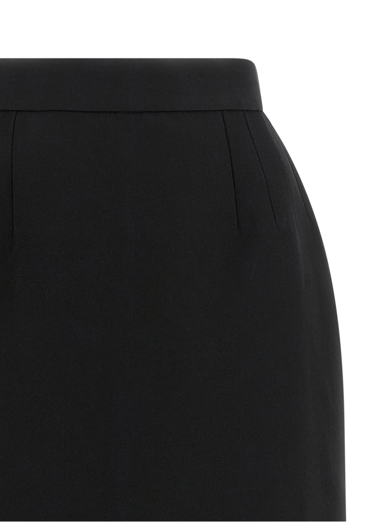 Versace Black Virgin Wool Long Skirt - High Waisted Design