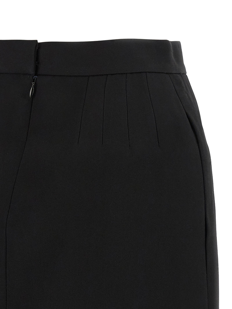 Versace Black Virgin Wool Long Skirt - High Waisted Design