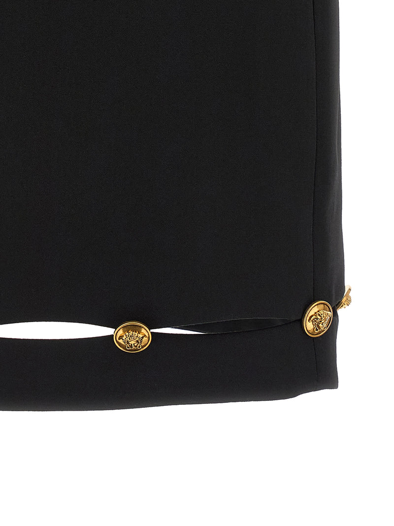 Versace Black Virgin Wool Long Skirt - High Waisted Design