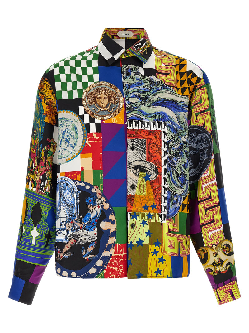 Versace Multicolor Silk Blouse - Iconic Medusa Collage Print