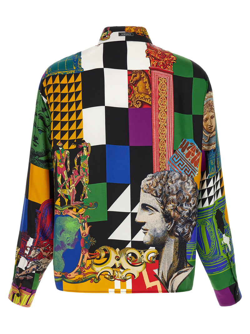 Versace Multicolor Silk Blouse - Iconic Medusa Collage Print