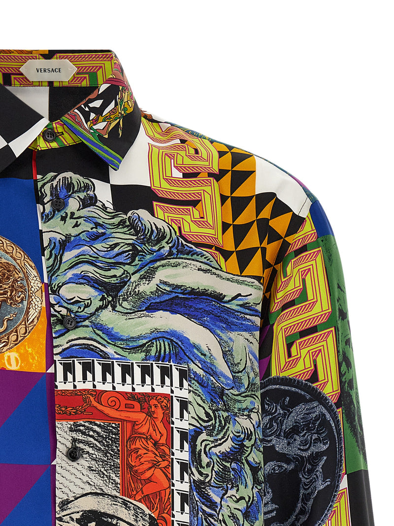 Versace Multicolor Silk Blouse - Iconic Medusa Collage Print