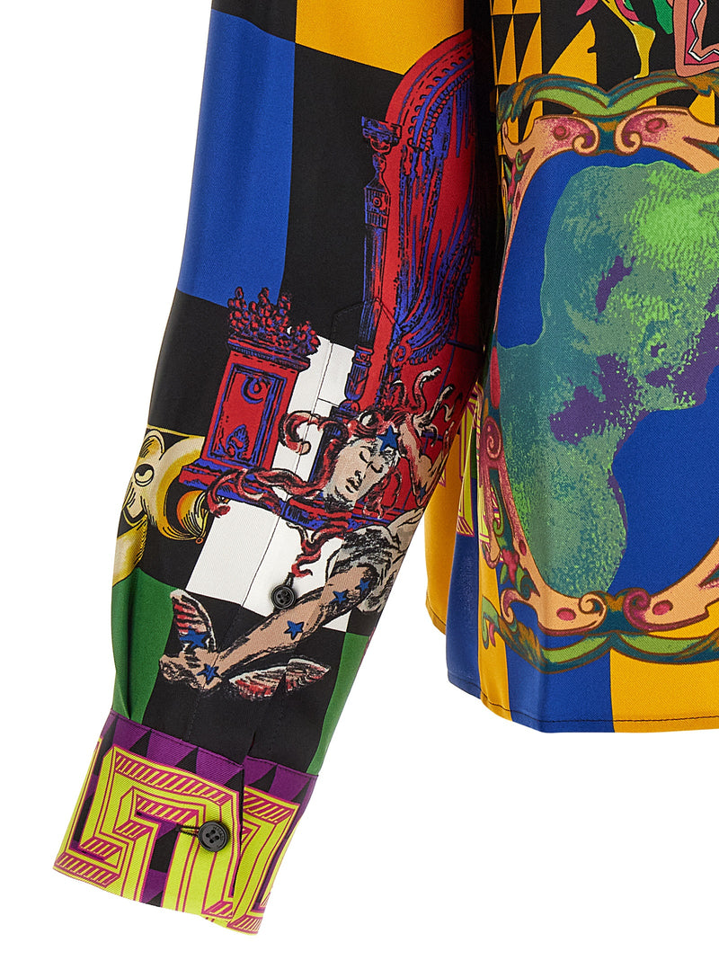 Versace Multicolor Silk Blouse - Iconic Medusa Collage Print