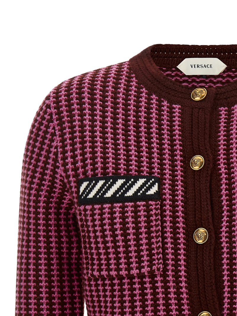 Cardigan en Laine Vierge Multicolore Versace