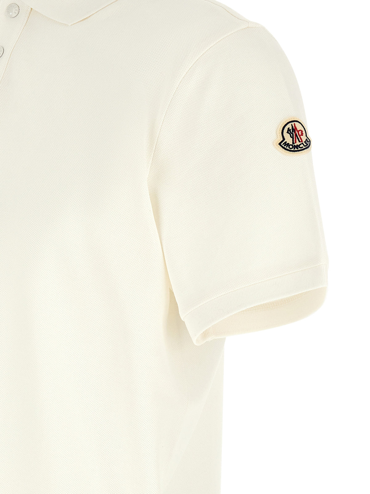Moncler White Cotton Polo Shirt