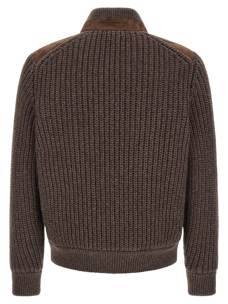 Brunello Cucinelli Blouson en cuir d'agneau marron