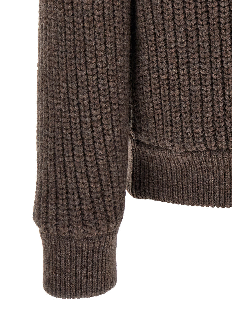 Brunello Cucinelli Blouson en cuir d'agneau marron