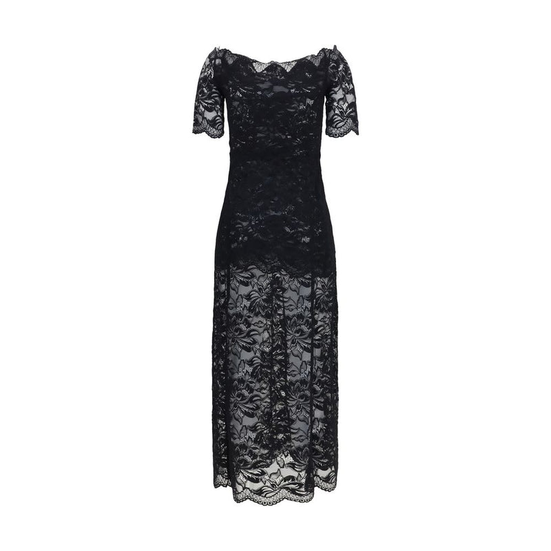Robe longue en polyamide noir Rabanne