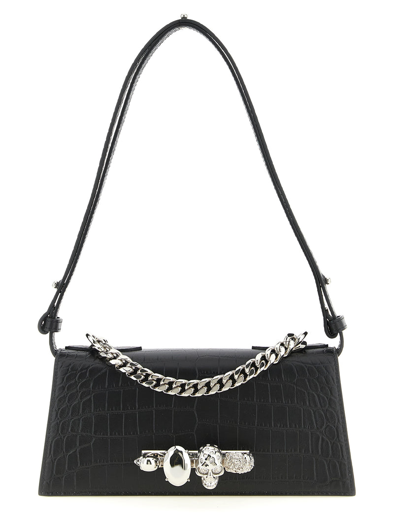 Alexander McQueen Black Calfskin Jewelled Mini Shoulder Bag