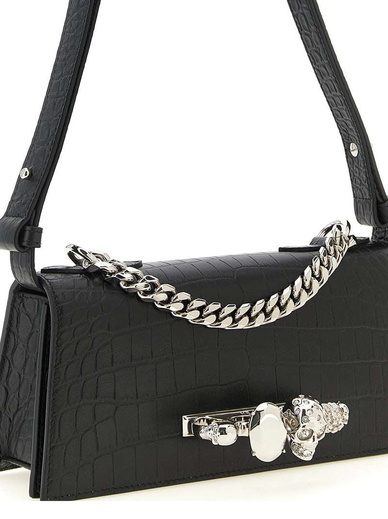 Alexander McQueen Black Calfskin Jewelled Mini Shoulder Bag