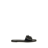 Valentino Garavani Black Calf Leather Bos Taurus Flat Sandals