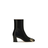 Valentino Garavani Black Calf Leather Bos Taurus Ankle Boots