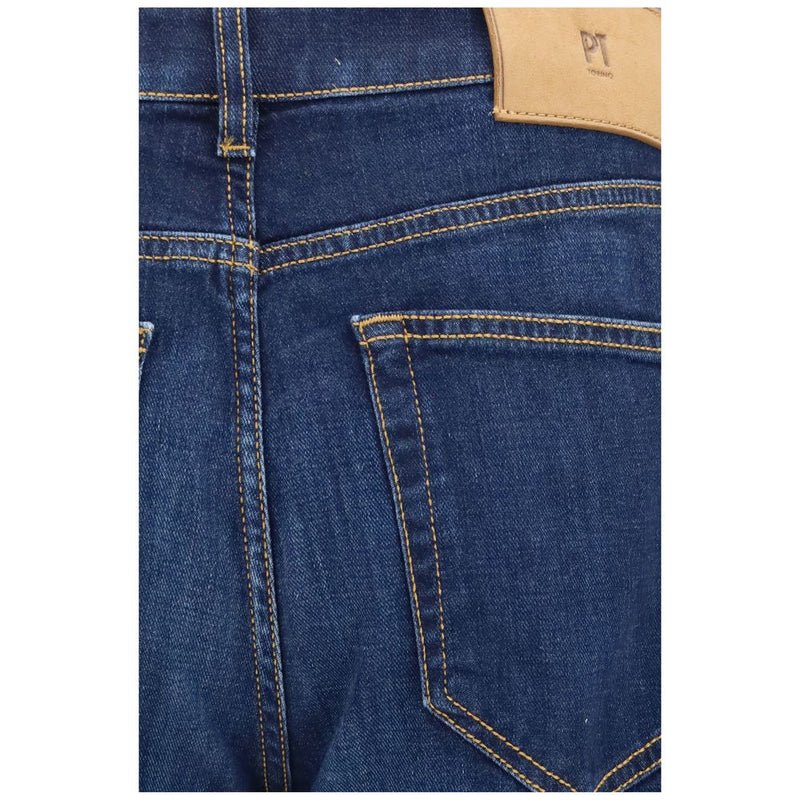 PT Torino Blue Cotton Straight-Leg Jeans