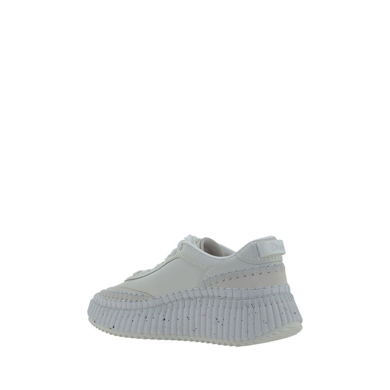Chloé White Calf Leather Bos Taurus Platform Sneakers