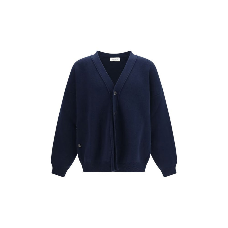 Laneus Blue Wool Oves Aries Cardigan for Men