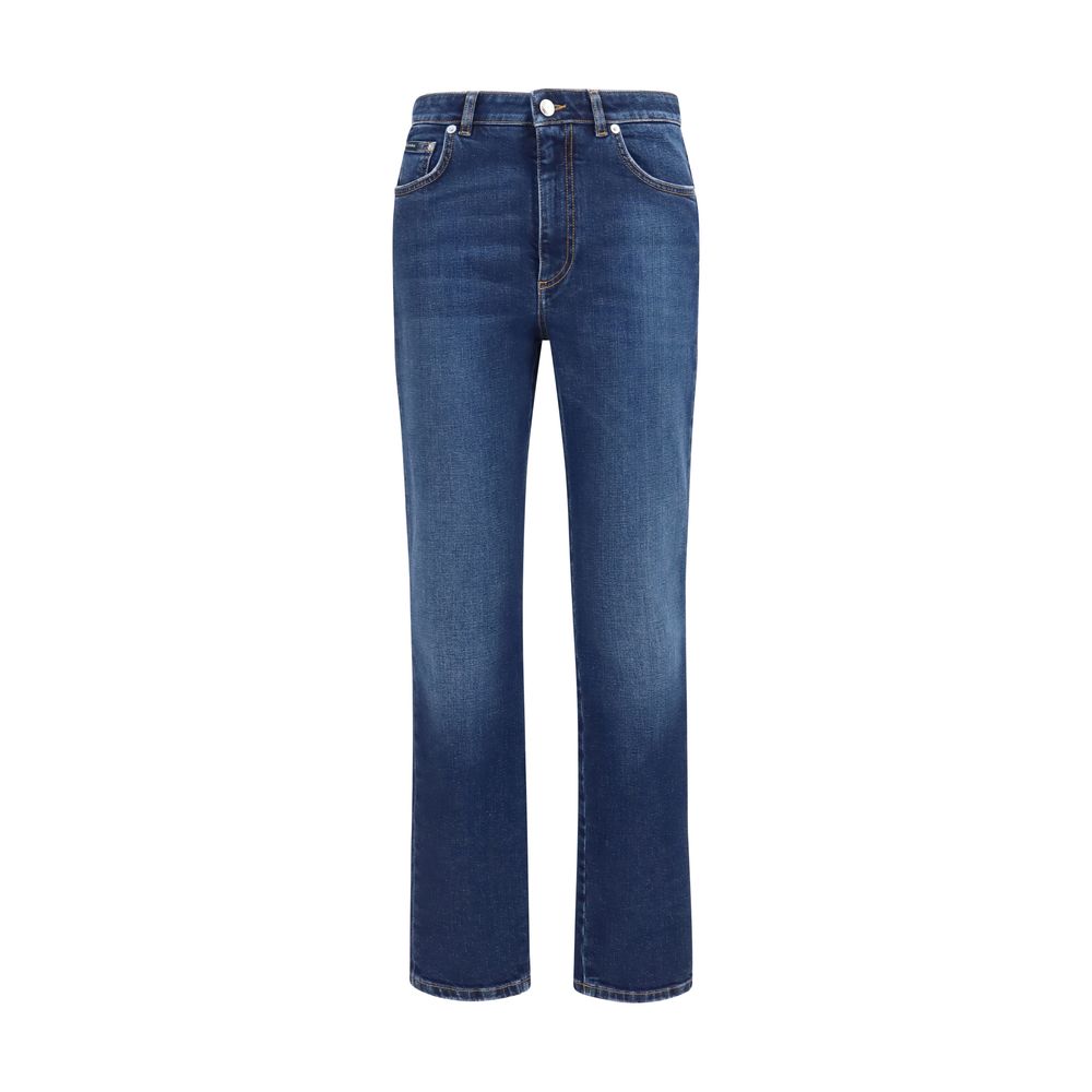 Dolce & Gabbana Blue Cotton Straight-Leg Jeans for Women
