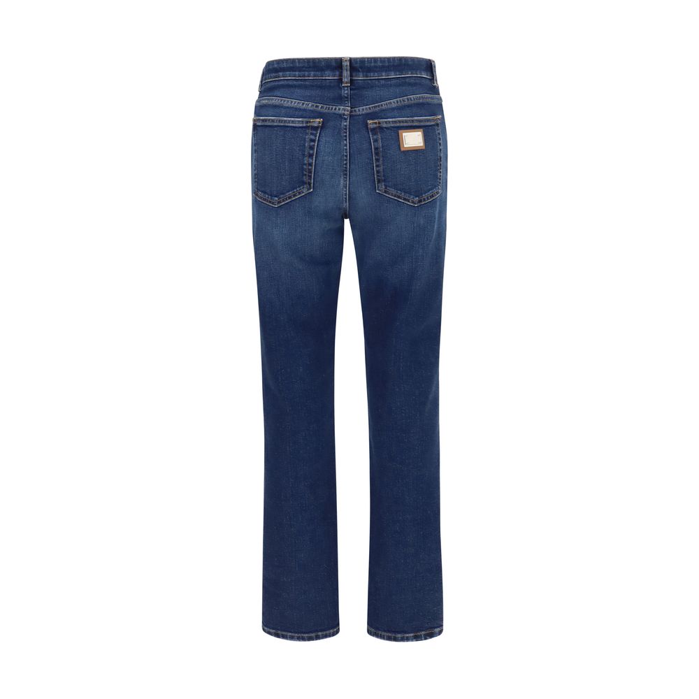 Dolce & Gabbana Blue Cotton Straight-Leg Jeans for Women