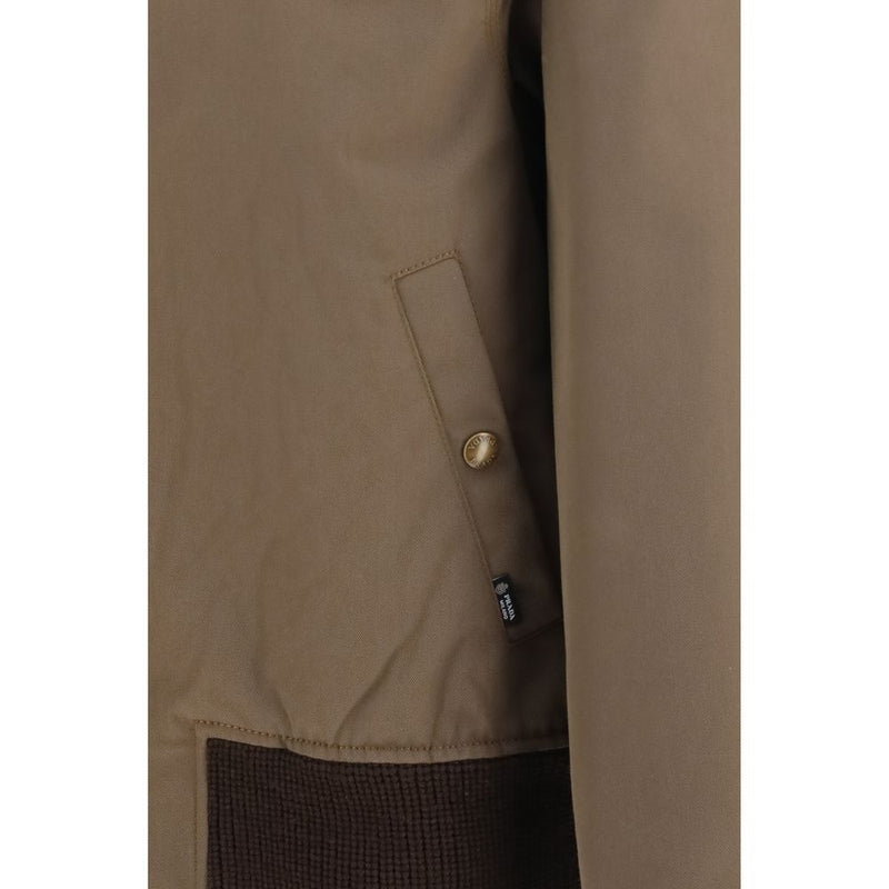 Prada Brown Cotton Full-Length Jacket with Corduroy Collar