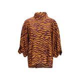 Kristina Ti Orange Viscose Blouse with Tiger Print