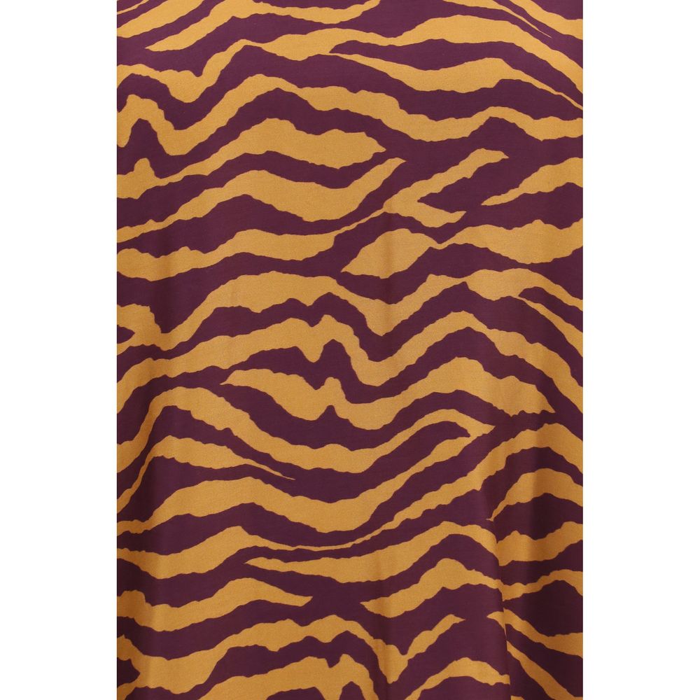 Kristina Ti Orange Viscose Blouse with Tiger Print