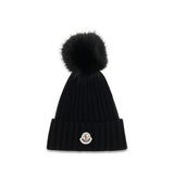 Moncler Black Wool Oves Aries Beanie
