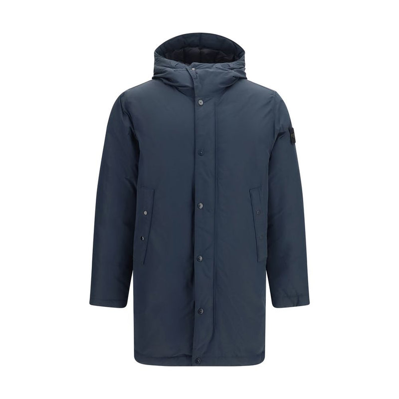 Stone Island Blue Polyester Coat