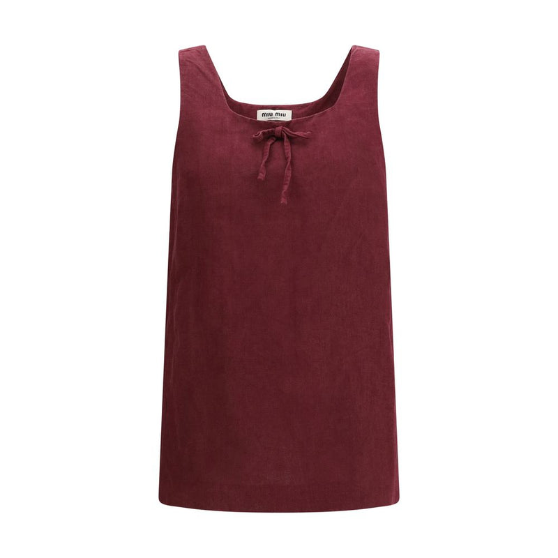 Miu Miu Bordeaux Linen Casual Dress