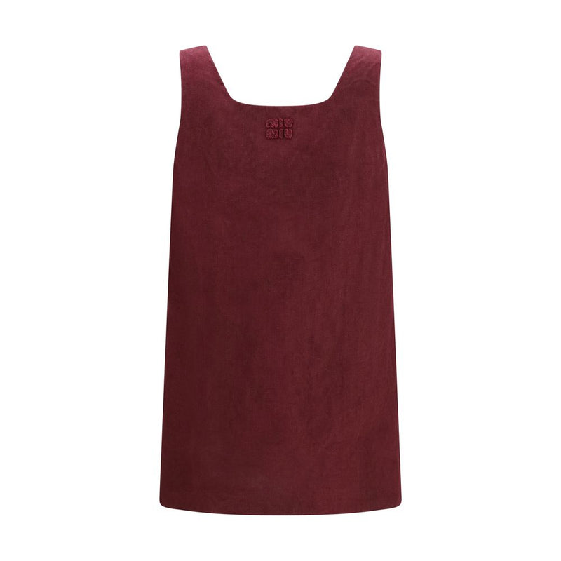 Miu Miu Bordeaux Linen Casual Dress