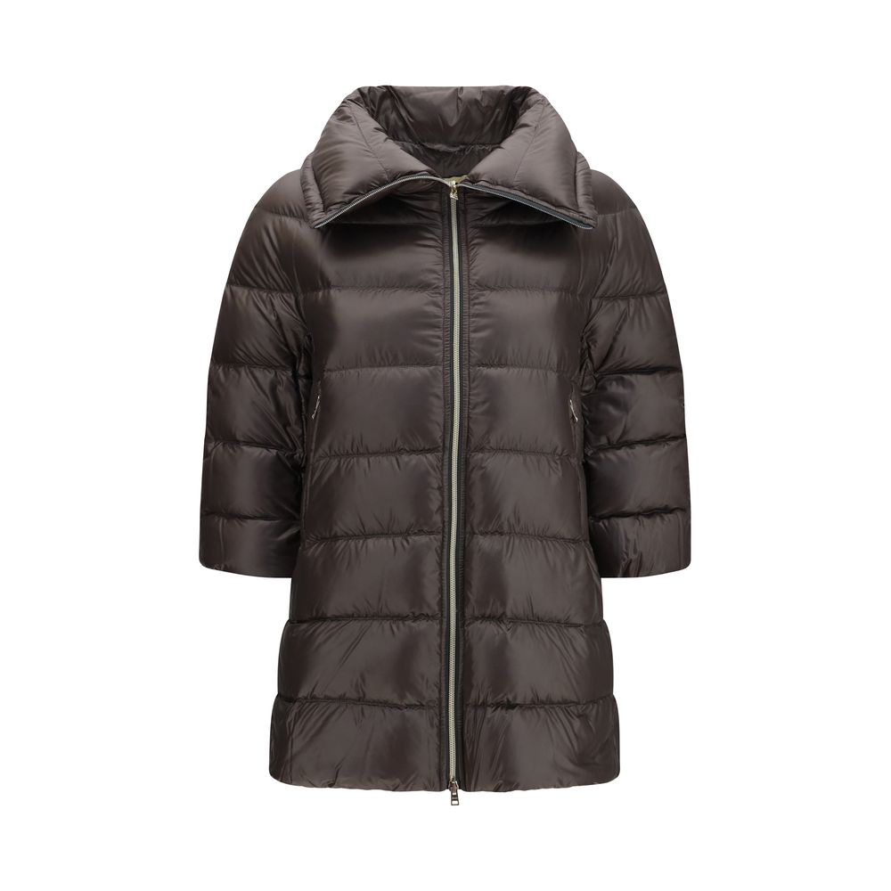 Herno Midi Down Jacket - Gray Polyester Full-Length Style