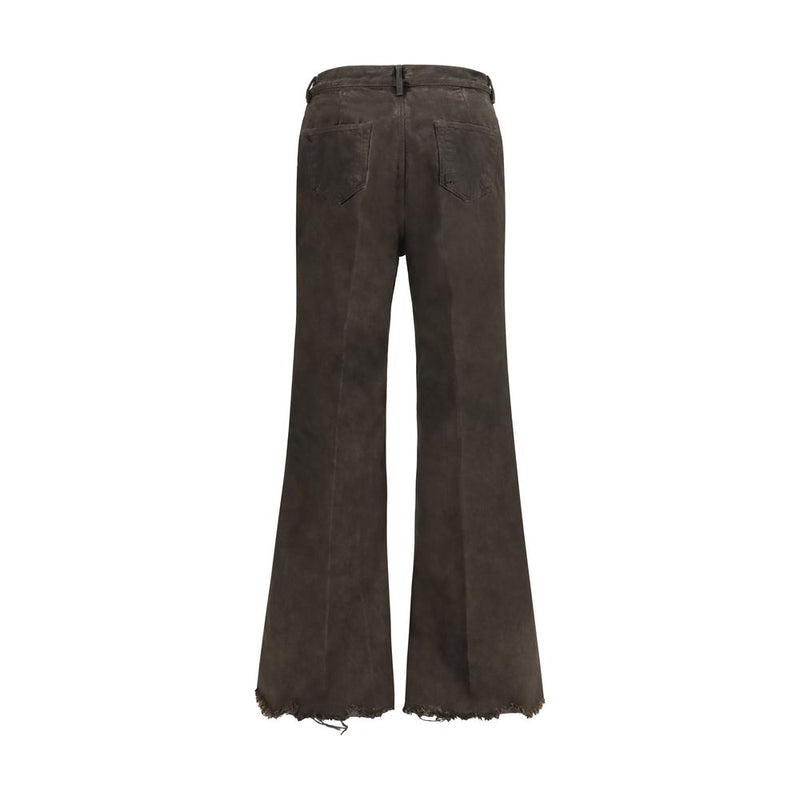 Rick Owens Bicolor Cotton Flared Jeans