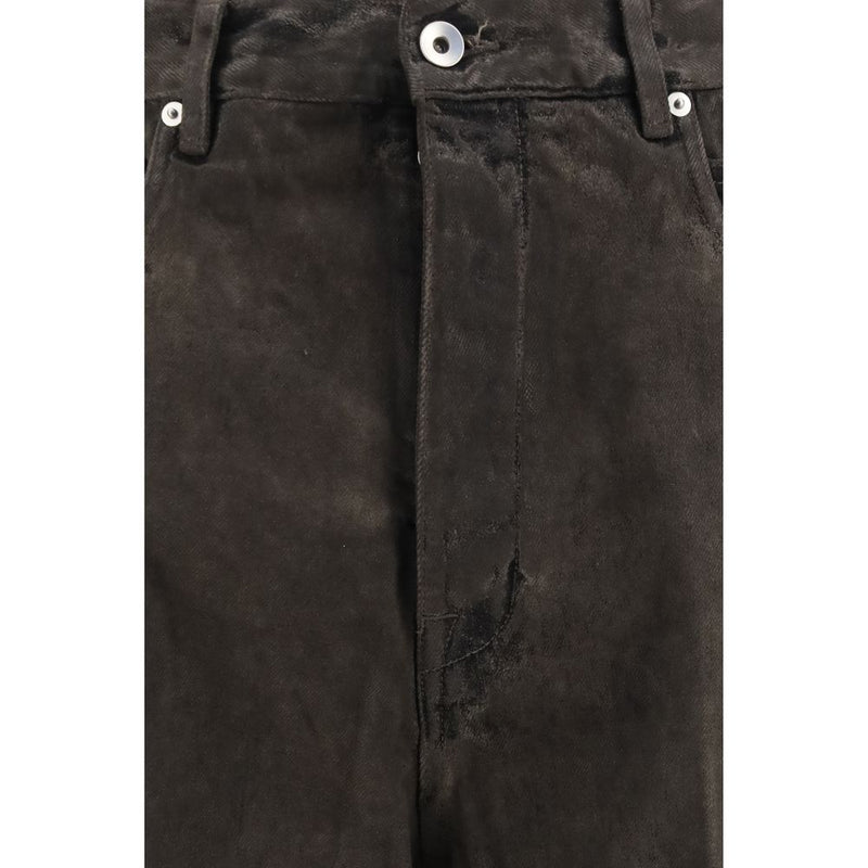 Rick Owens Bicolor Cotton Flared Jeans