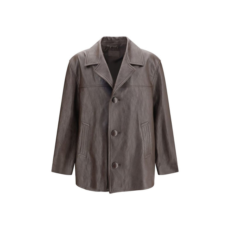 Prada Brown Lamb Leather Caban Jacket for Men