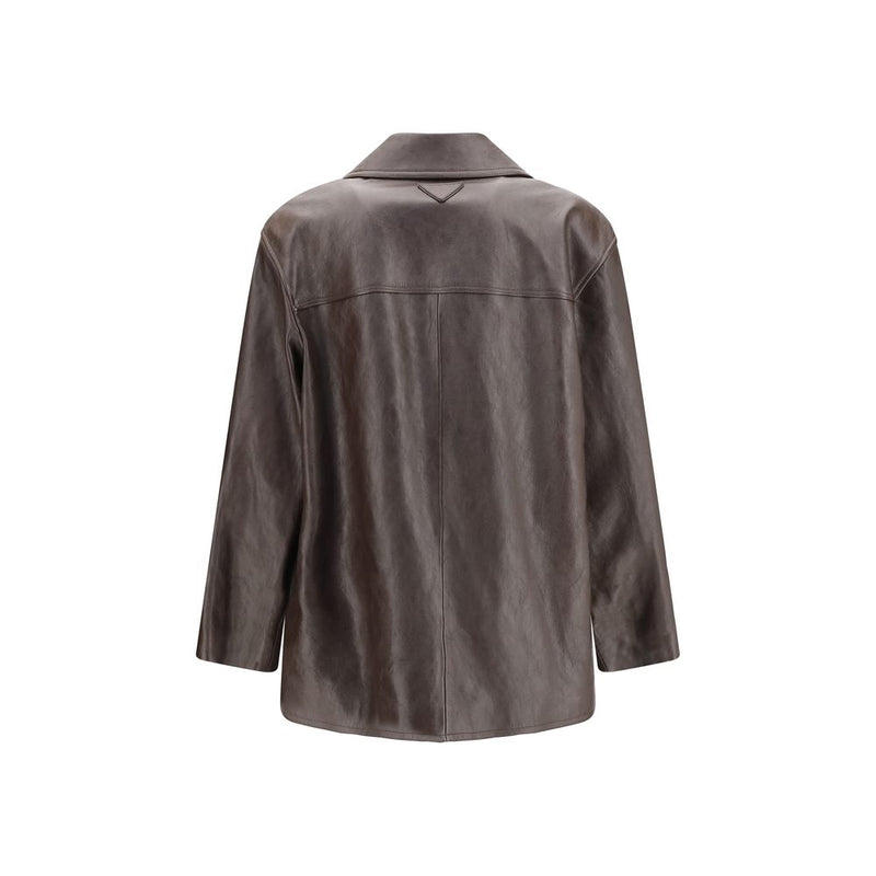 Prada Brown Lamb Leather Caban Jacket for Men