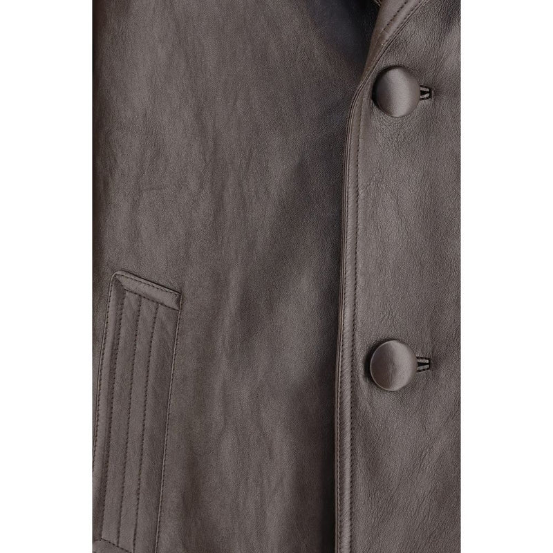 Prada Brown Lamb Leather Caban Jacket for Men