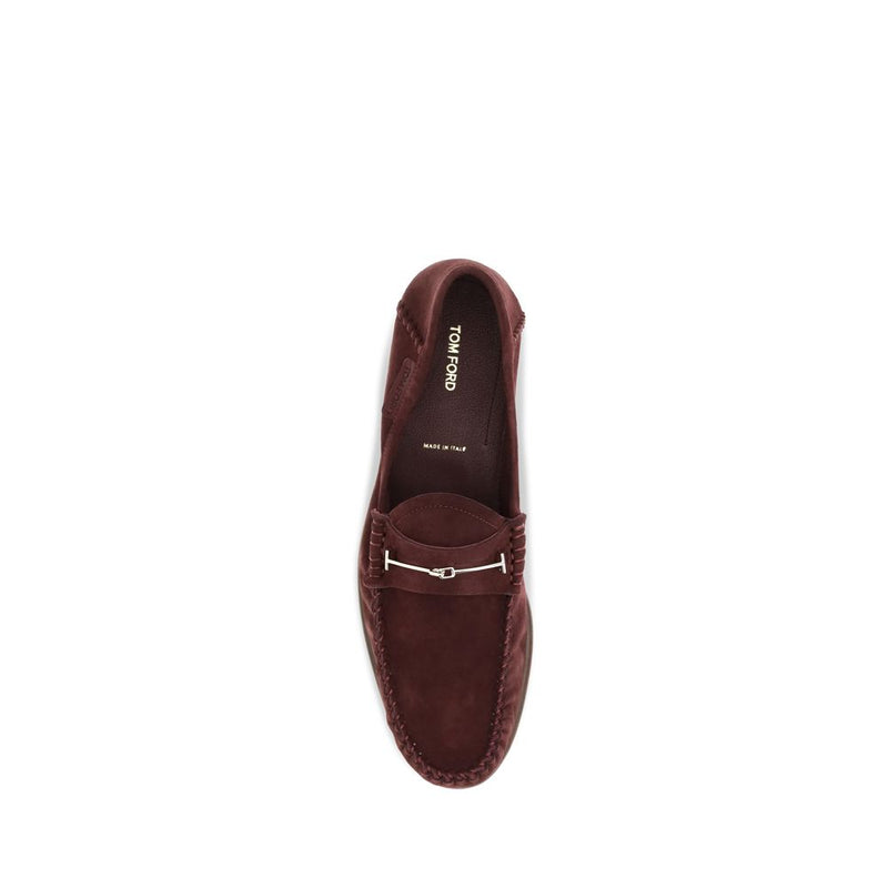 Tom Ford Bordeaux Calf Leather Bos Taurus Slip-On Loafers