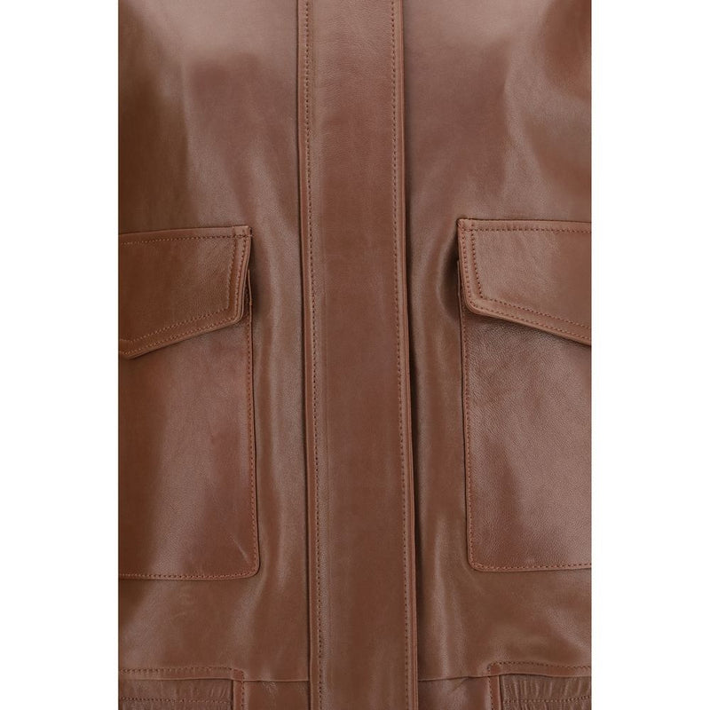 Arma Brown Lamb Ovis Aries Full-Length Jacket - Stylish Comfort
