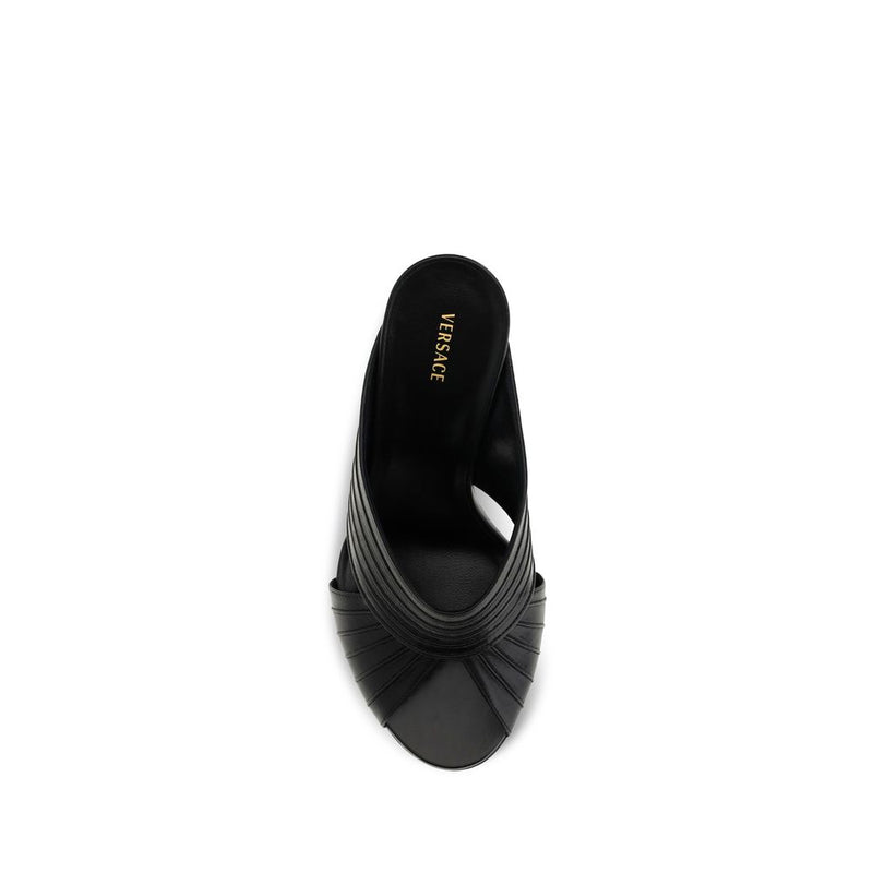 Versace Black Lamb Ovis Aries Mules