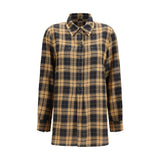 PINKO Beige Viscose Barbellino Check Pattern Shirt