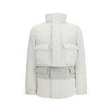 Sacai White Polyester Full-Length Jacket