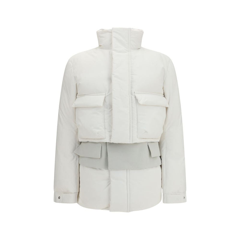 Sacai White Polyester Oversized Full-Length Jacket